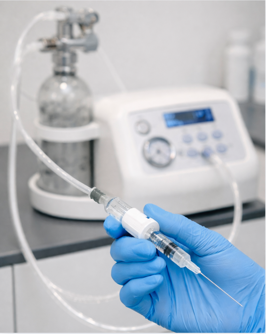 siringa in uno studio medico dedicato ai capelli